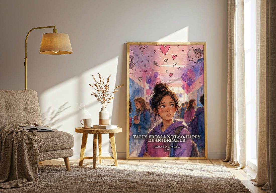 Tales from a not-so-happy heartbreaker watercolour print in frame leaning in hallway – childrens wall art