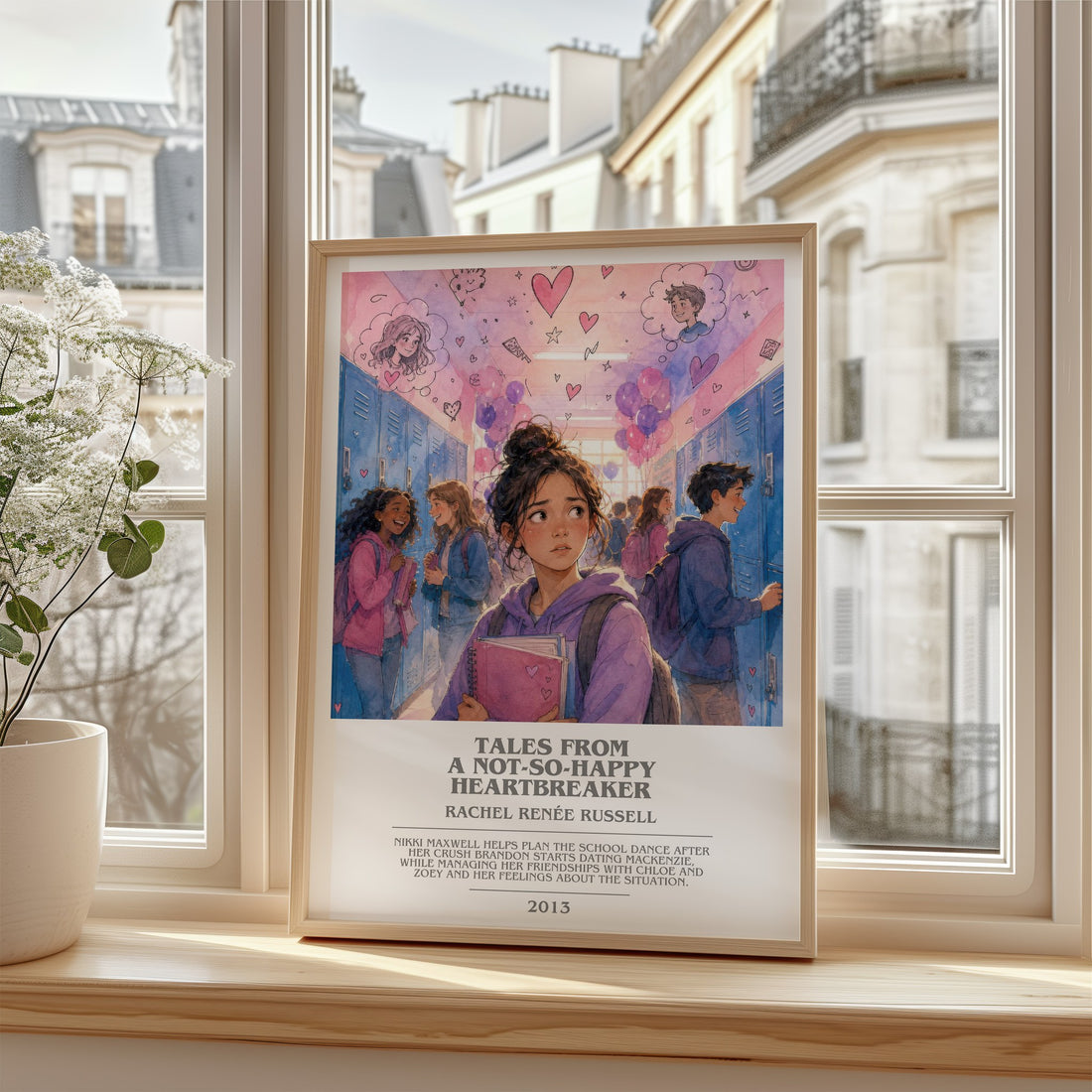 Tales from a not-so-happy heartbreaker Bookish Wall Art by R. Russell – framed print by a bright window