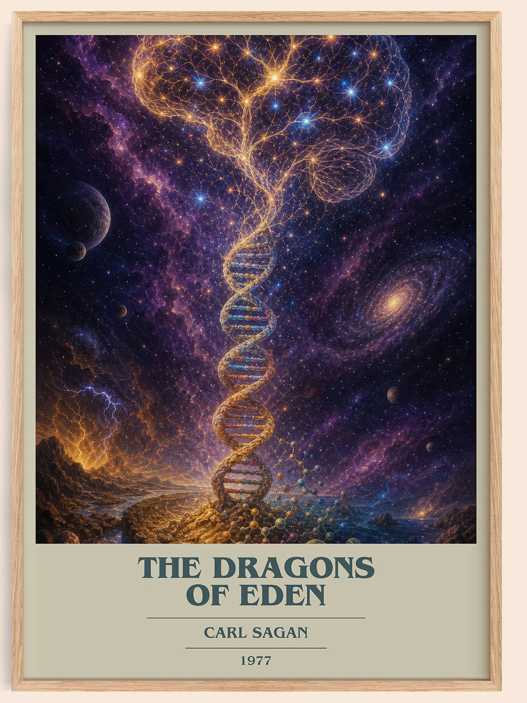 The Dragons of Eden book cover book poster by Carl Sagan – framed literary art print