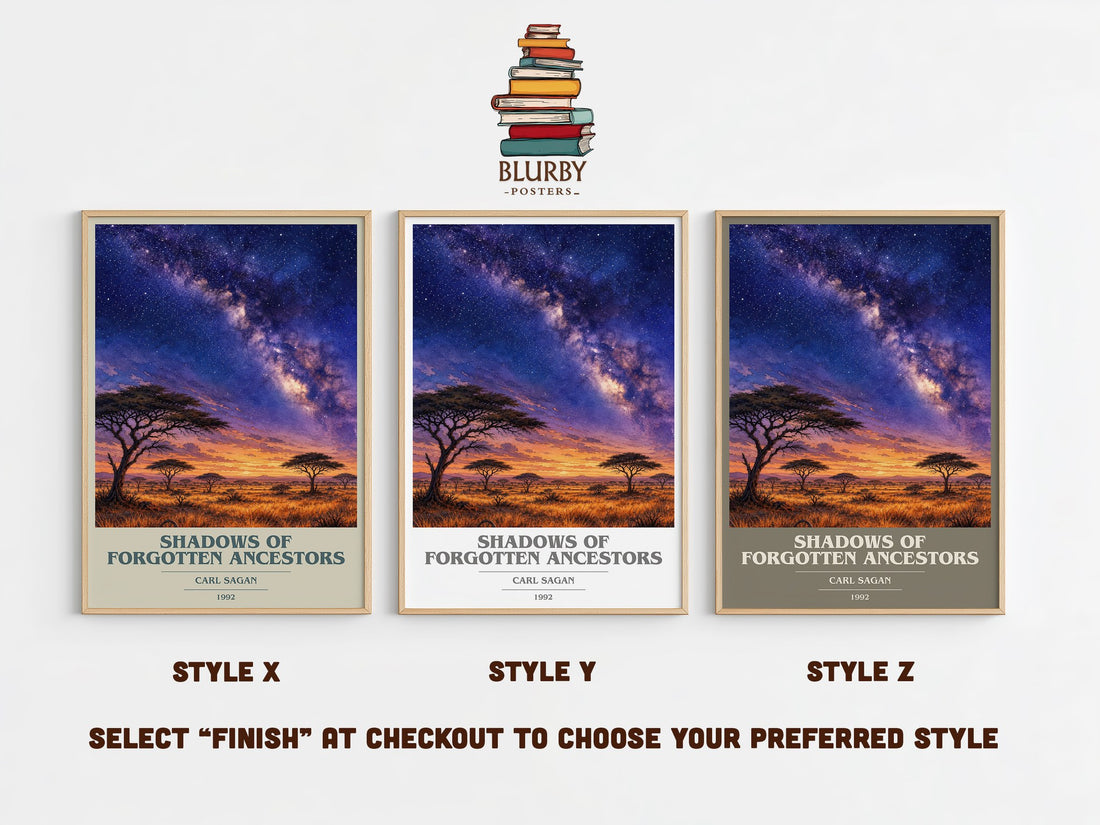 Shadows of Forgotten Ancestors book cover print in frame leaning in hallway – non fiction wall art (mockup)