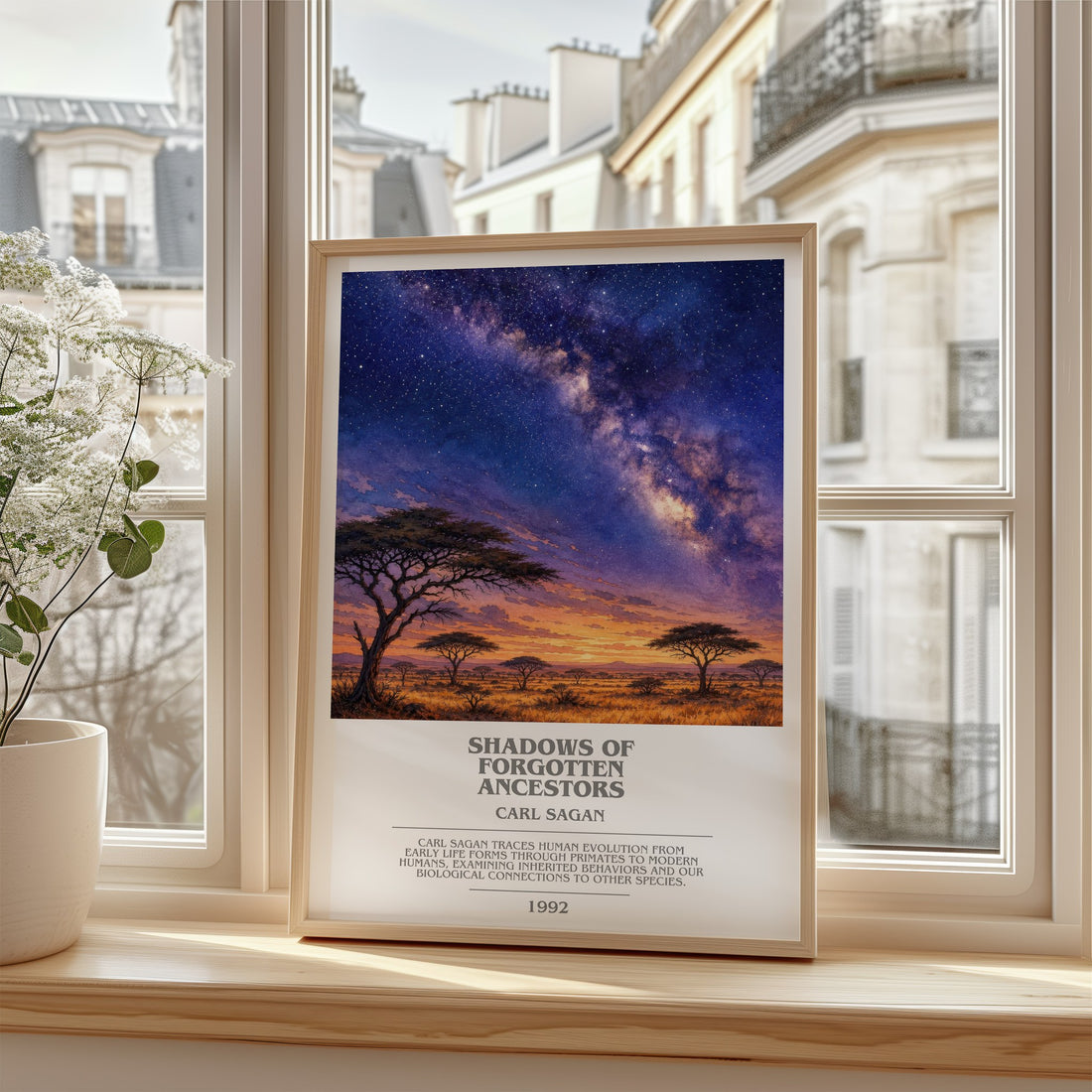 Shadows of Forgotten Ancestors bookish poster colour and style options – Carl Sagan book art