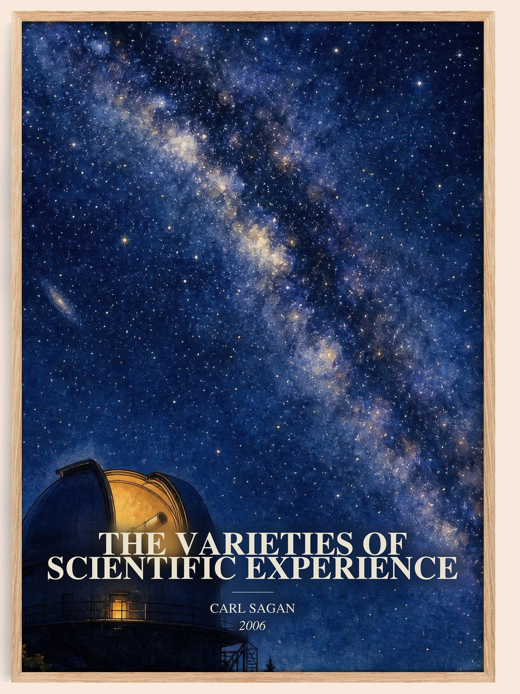 The Varieties of Scientific Experience watercolour book poster by Carl Sagan – framed literary art print
