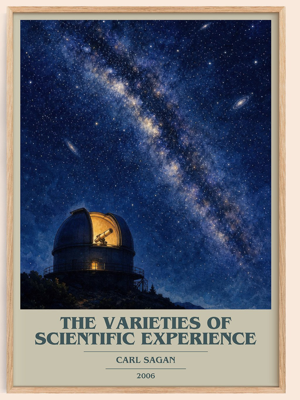 The Varieties of Scientific Experience book cover book poster by Carl Sagan – framed literary art print