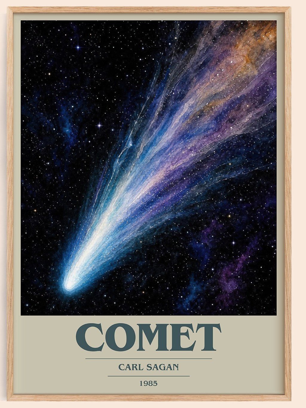 Comet book cover book poster by Carl Sagan – framed literary art print