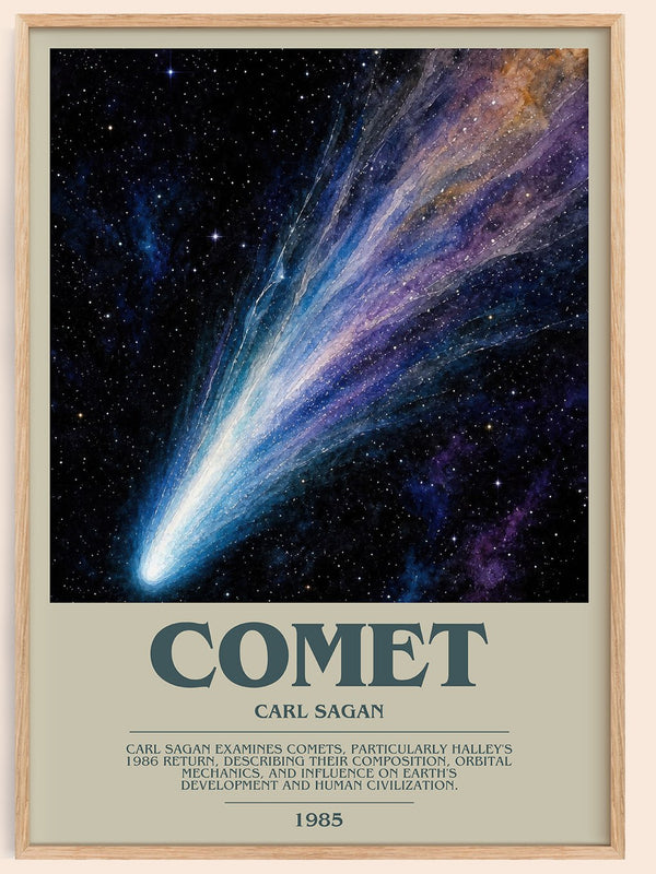 Comet bookish book poster by Carl Sagan – framed literary art print