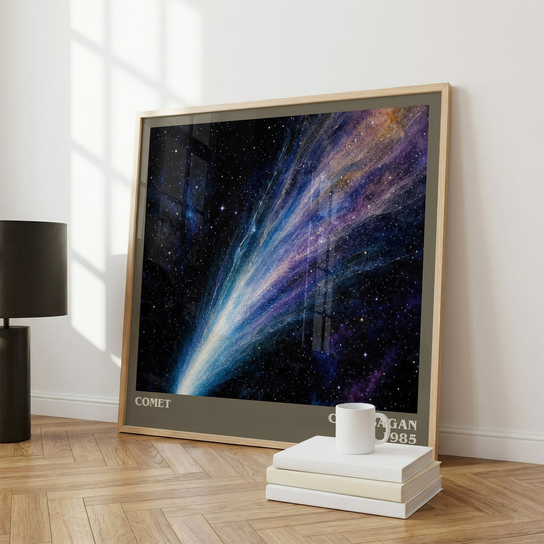 Comet literary print framed by window – literary home decor