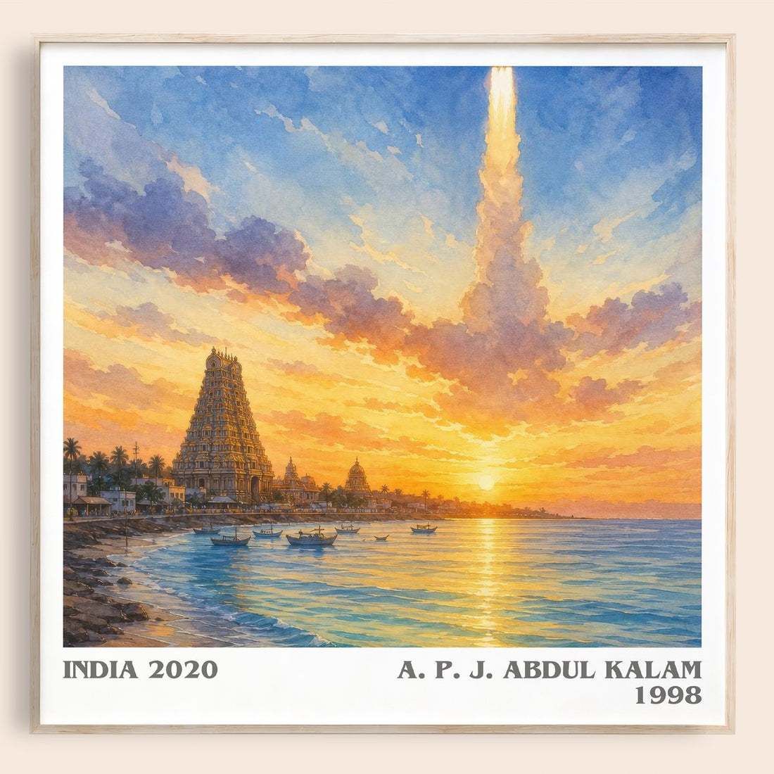 India 2020 literary book poster by A. P. J. Abdul Kalam – framed literary art print
