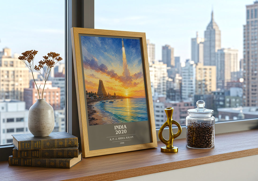 India 2020 book cover print framed by window – literary home decor