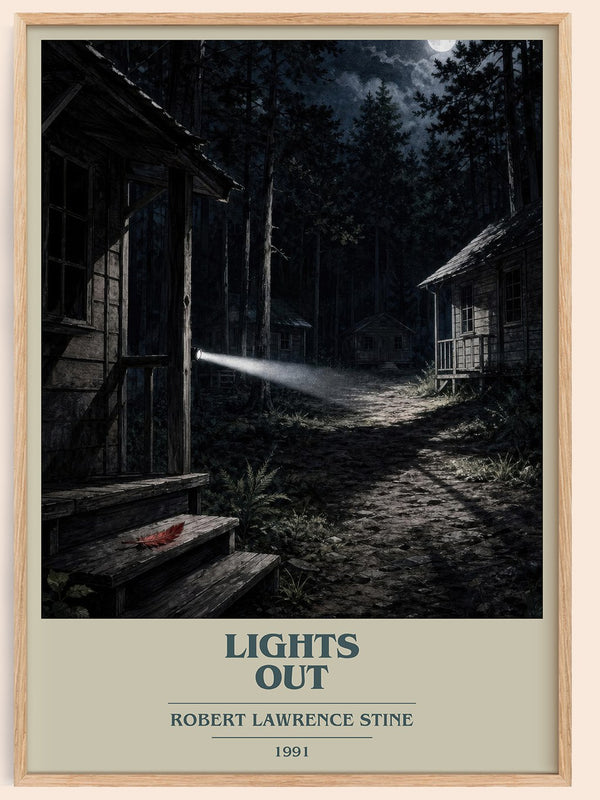 Lights Out book cover book poster by Robert Lawrence Stine – framed literary art print