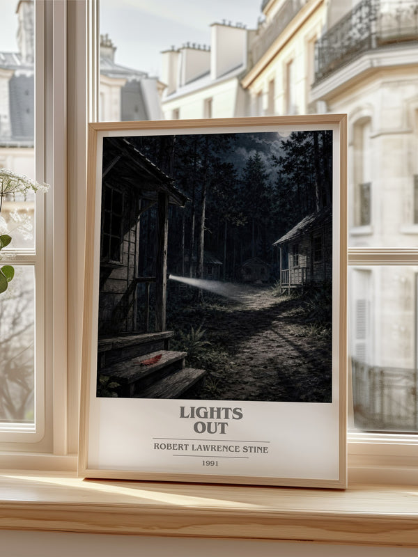 Lights Out book cover poster colour and style options – Robert Lawrence Stine book art