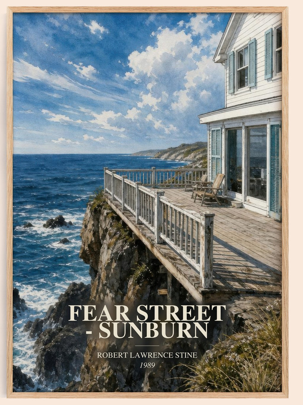 Fear Street - Sunburn watercolour book poster by Robert Lawrence Stine – framed literary art print