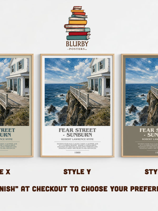 Fear Street - Sunburn bookish print in frame leaning in hallway – young adult wall art
