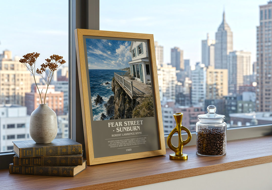 Fear Street - Sunburn bookish print framed by window – literary home decor