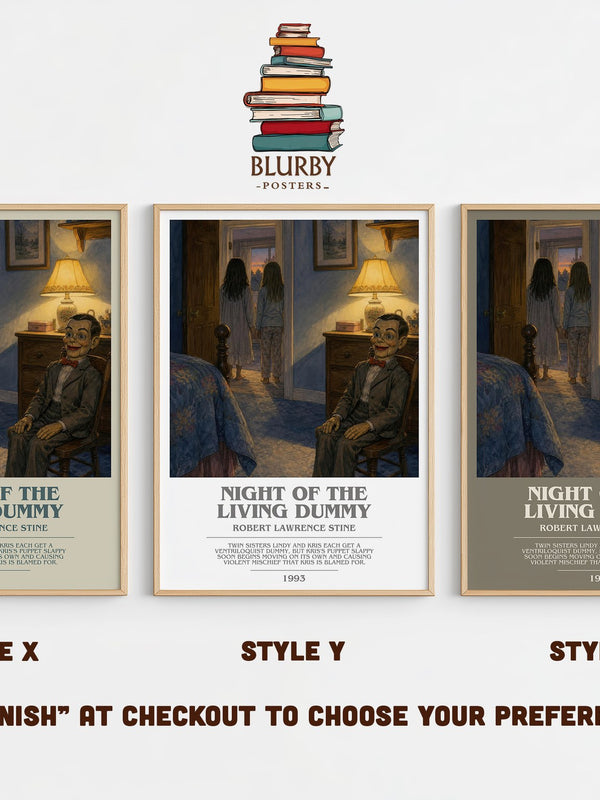 Night of the Living Dummy bookish print in frame leaning in hallway – childrens wall art