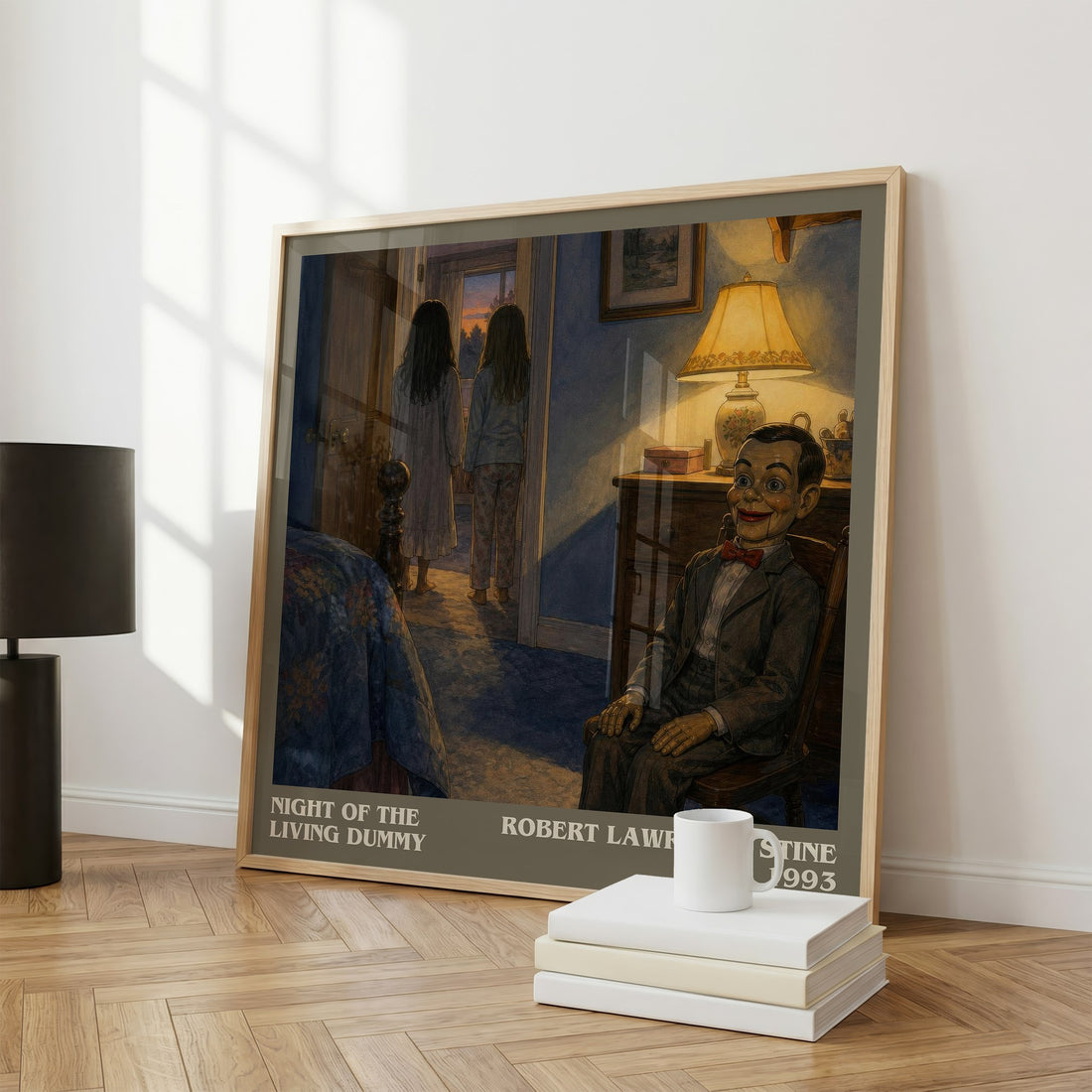 Night of the Living Dummy literary print framed by window – literary home decor