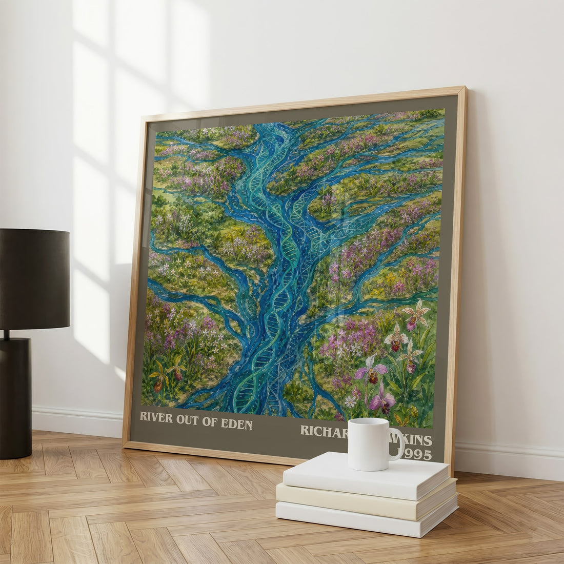 River out of Eden literary print framed by window – literary home decor