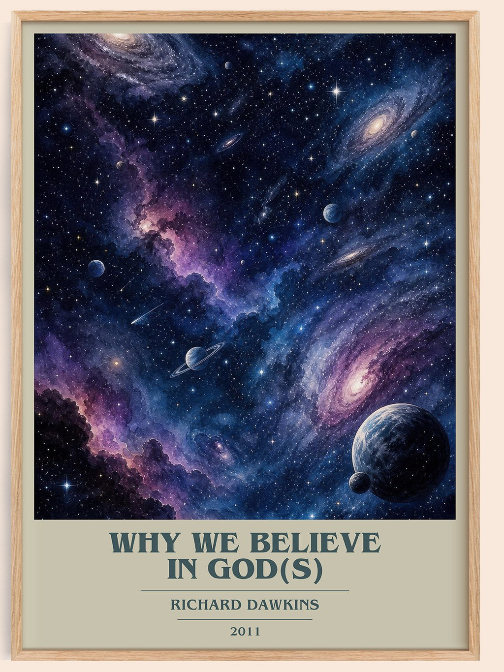 Why we believe in god(s) book cover book poster by Richard Dawkins – framed literary art print