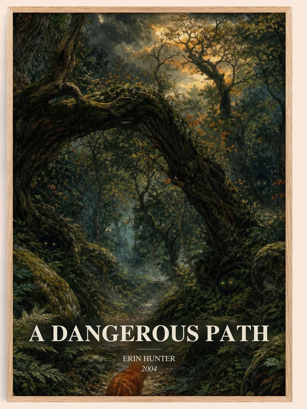 A Dangerous Path watercolour book poster by Erin Hunter – framed literary art print