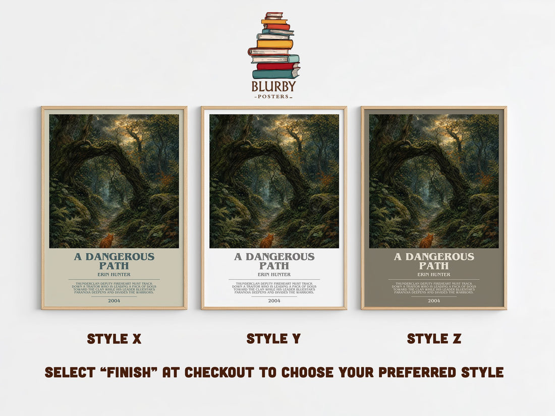 A Dangerous Path bookish print in frame leaning in hallway – young adult wall art (mockup)