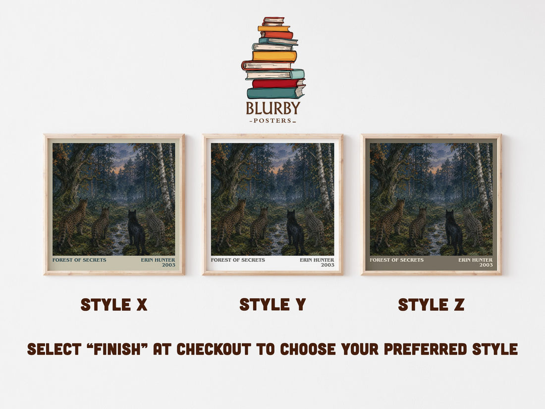 Forest of Secrets literary print in frame leaning in hallway – fantasy wall art (mockup)