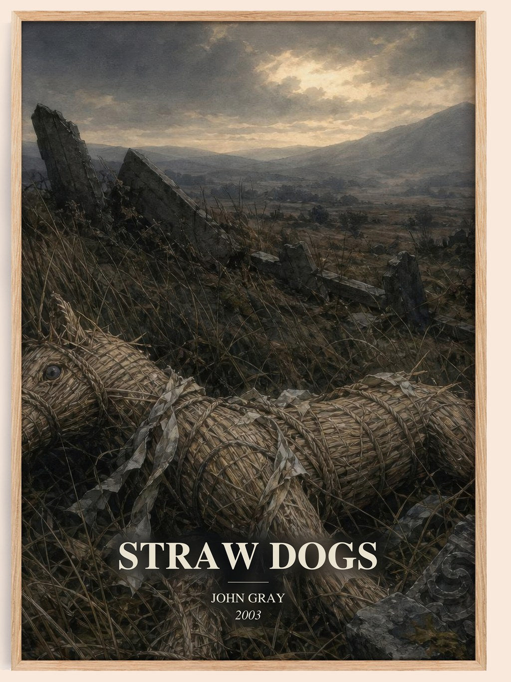 Straw Dogs watercolour book poster by John Gray – framed literary art print