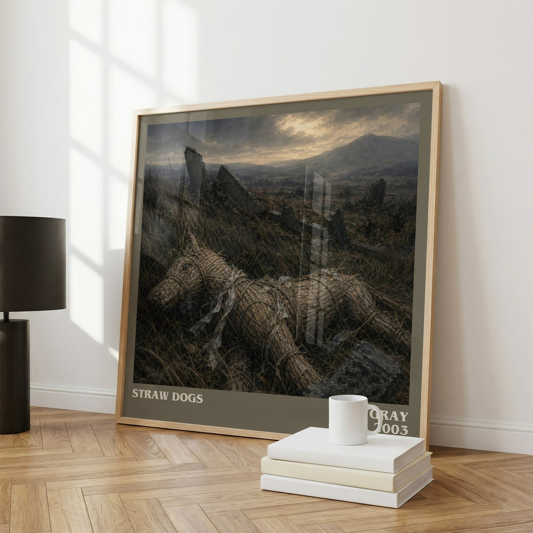 Straw Dogs literary print framed by window – literary home decor