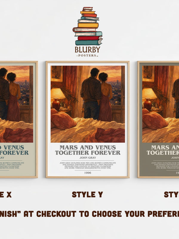 Mars and Venus Together Forever bookish print in frame leaning in hallway – non fiction wall art