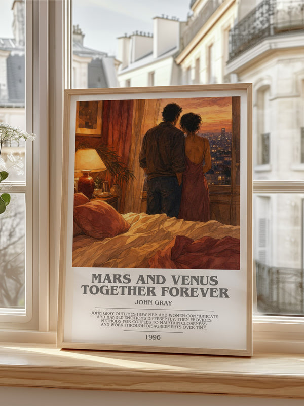 Mars and Venus Together Forever bookish poster colour and style options – John Gray book art