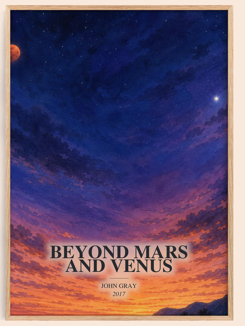 Beyond Mars and Venus watercolour book poster by John Gray – framed literary art print