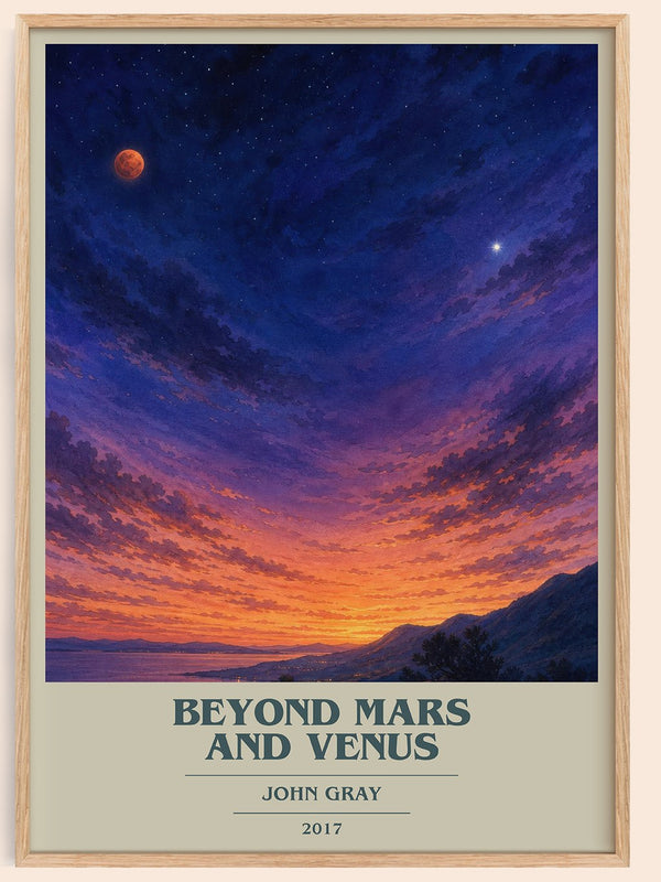 Beyond Mars and Venus book cover book poster by John Gray – framed literary art print