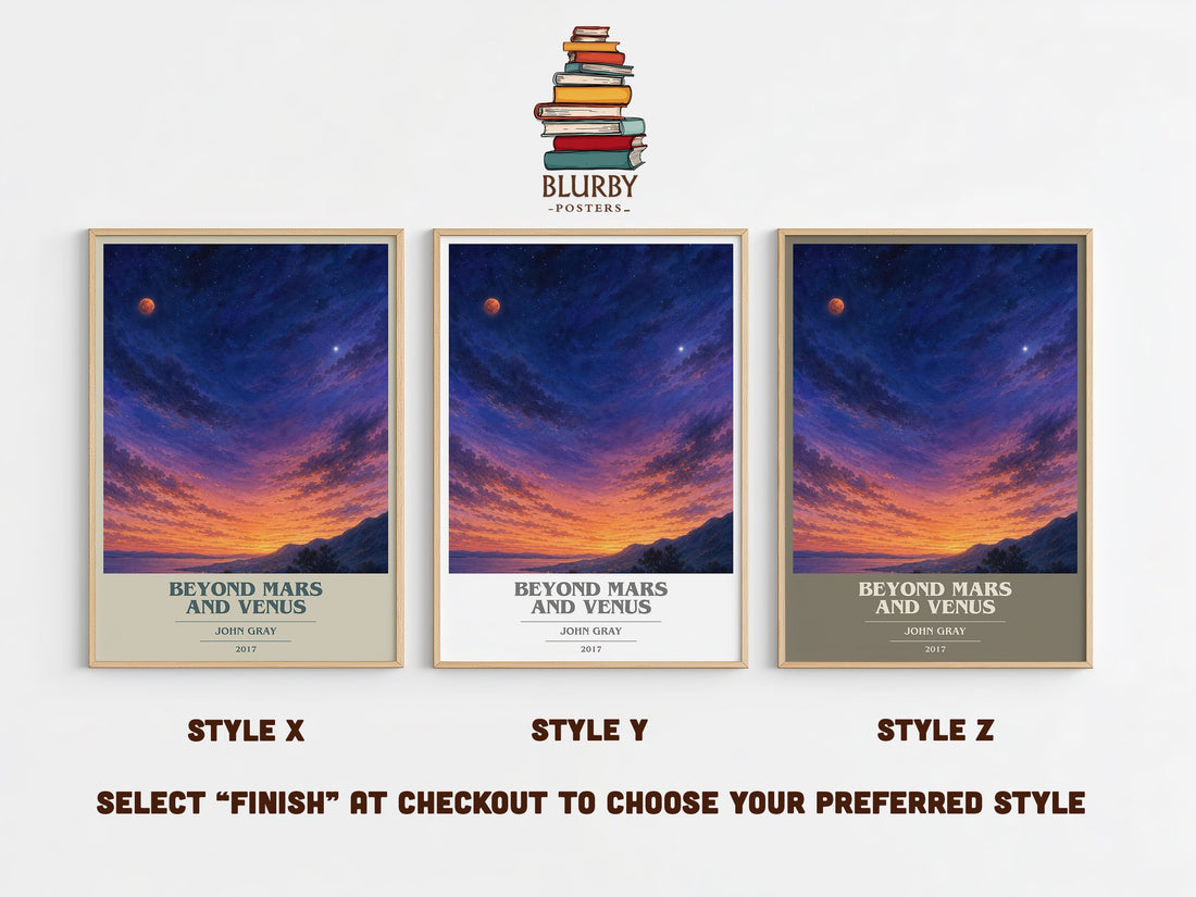 Beyond Mars and Venus book cover print in frame leaning in hallway – non fiction wall art (mockup)