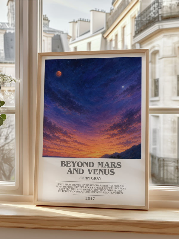 Beyond Mars and Venus bookish poster colour and style options – John Gray book art