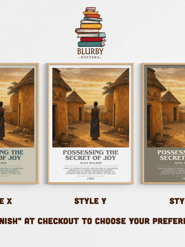 Possessing the Secret of Joy bookish print in frame leaning in hallway – contemporary fiction wall art