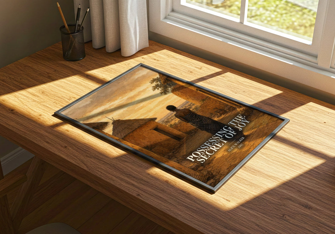 Possessing the Secret of Joy watercolour book poster framed on wall – contemporary fiction wall art