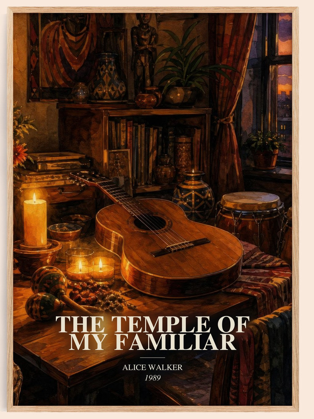 The Temple of My Familiar watercolour book poster by Alice Walker – framed literary art print