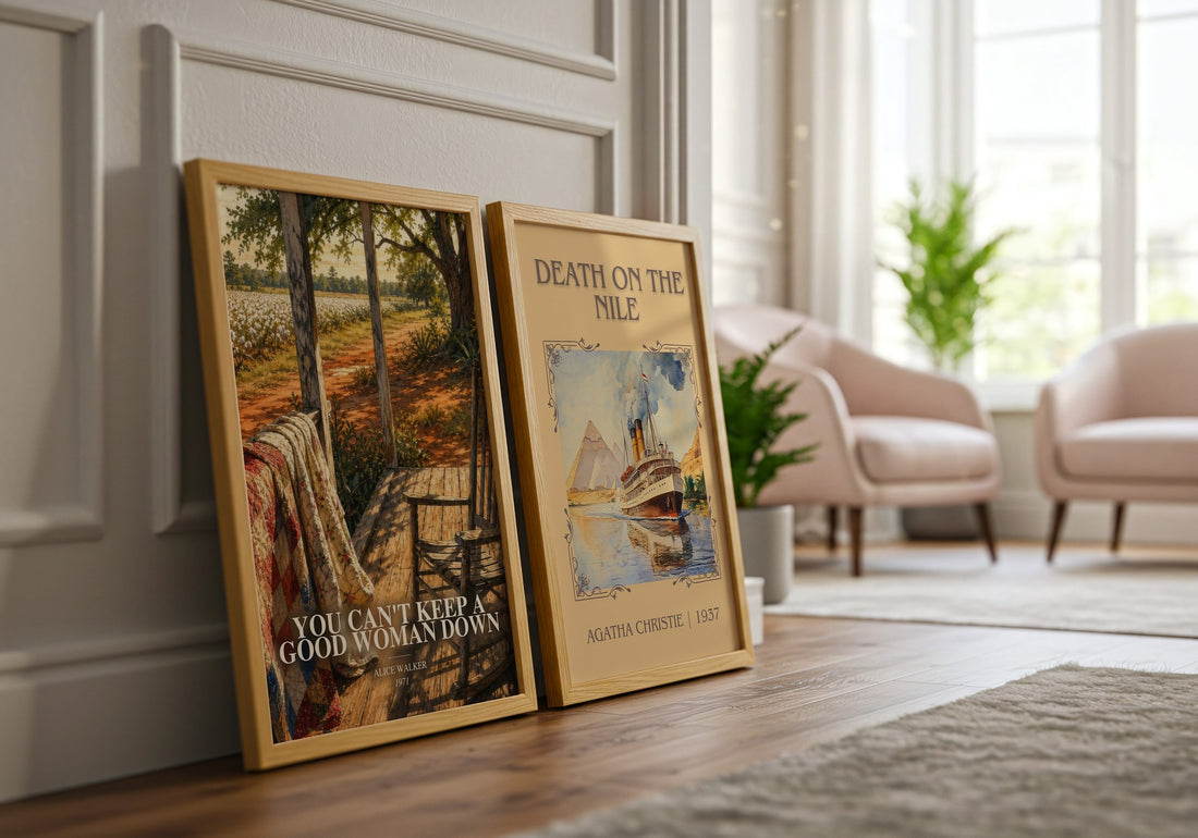 You Can't Keep a Good Woman Down watercolour print framed by window – literary home decor