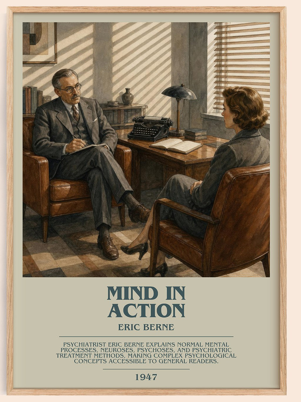 Mind in action bookish book poster by Eric Berne – framed literary art print