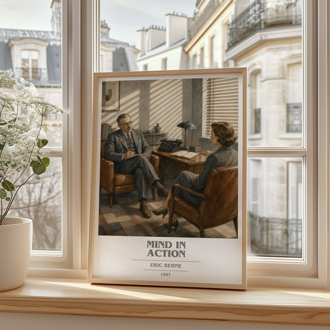 Mind in action book cover poster colour and style options – Eric Berne book art
