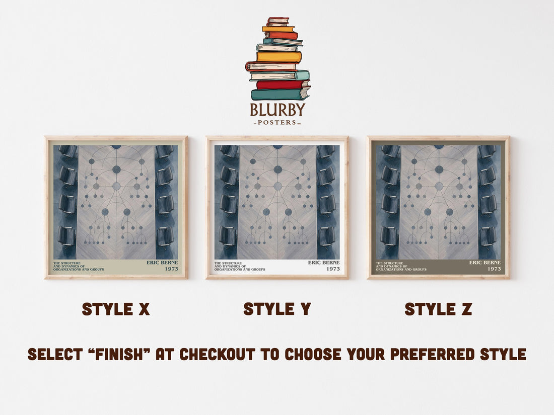 The structure and dynamics of organizations and groups literary print in frame leaning in hallway – non fiction wall art (mockup)