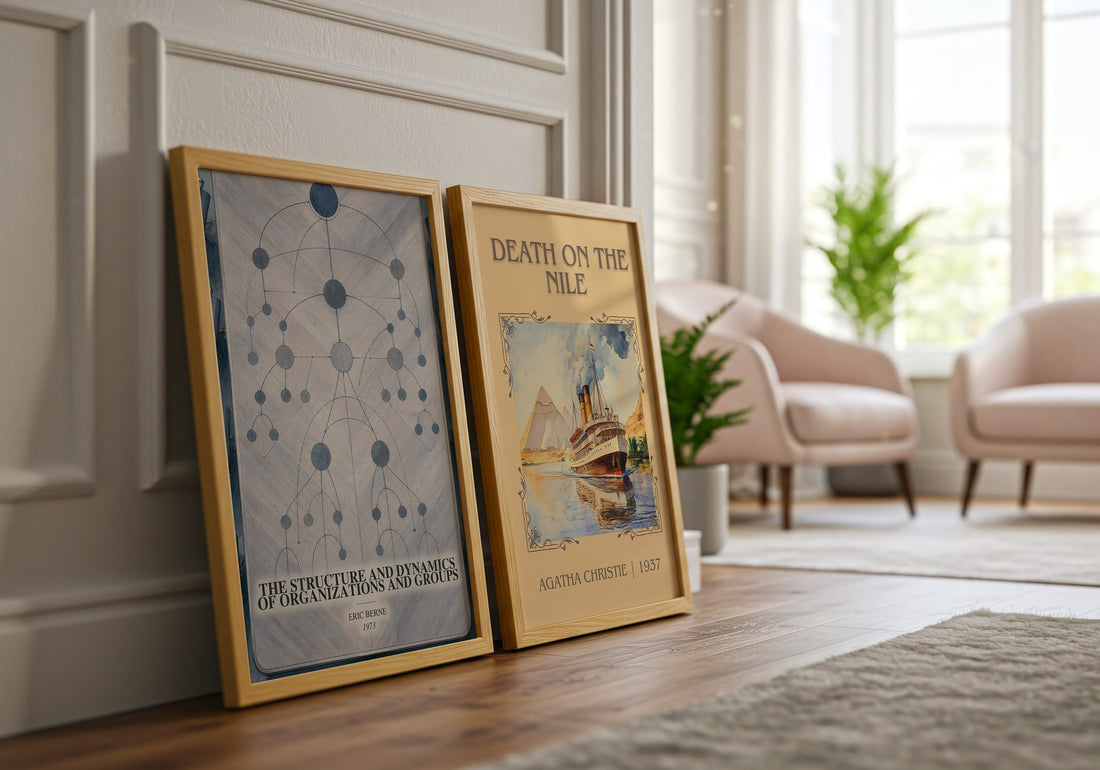 The structure and dynamics of organizations and groups watercolour print framed by window – literary home decor
