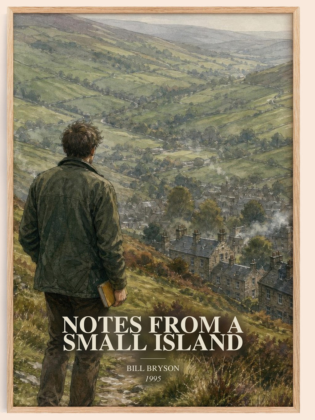 Notes from a small island watercolour book poster by Bill Bryson – framed literary art print