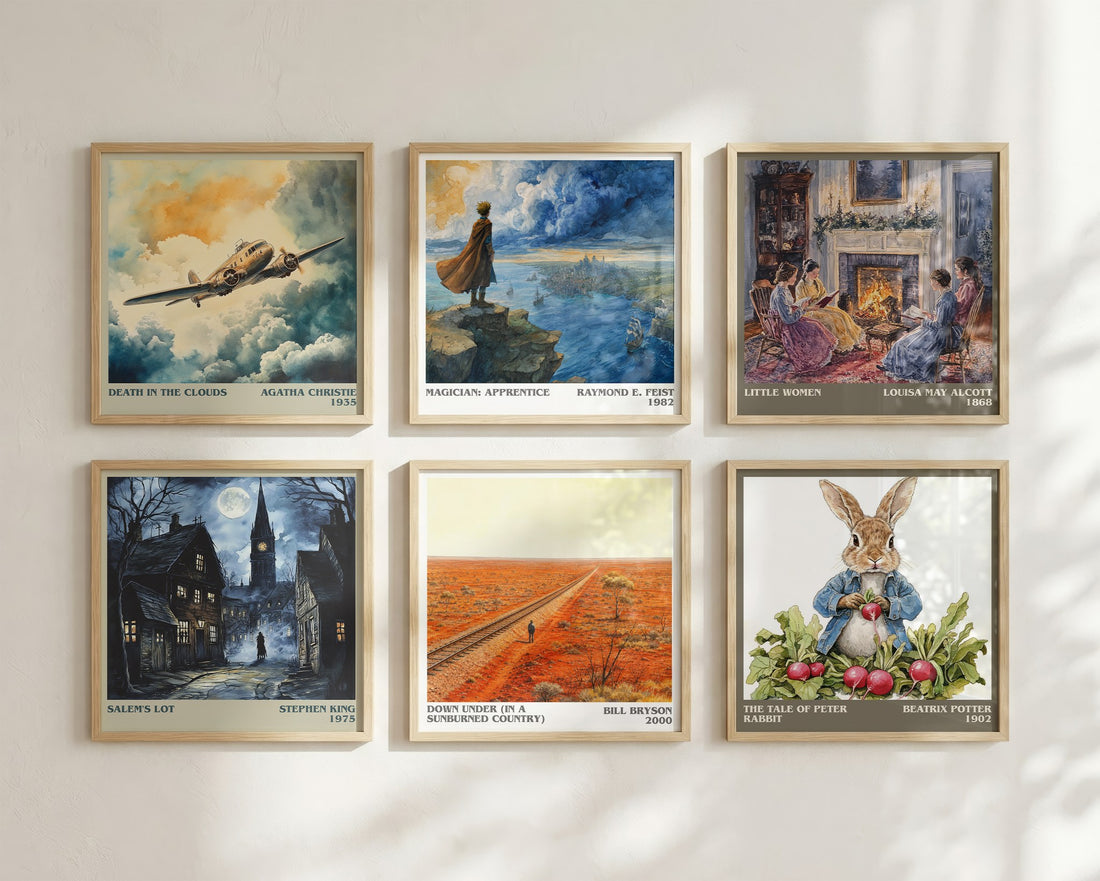 Down Under (In a Sunburned Country) Literary Art Print by Bill Bryson – square print in a six-frame gallery wall