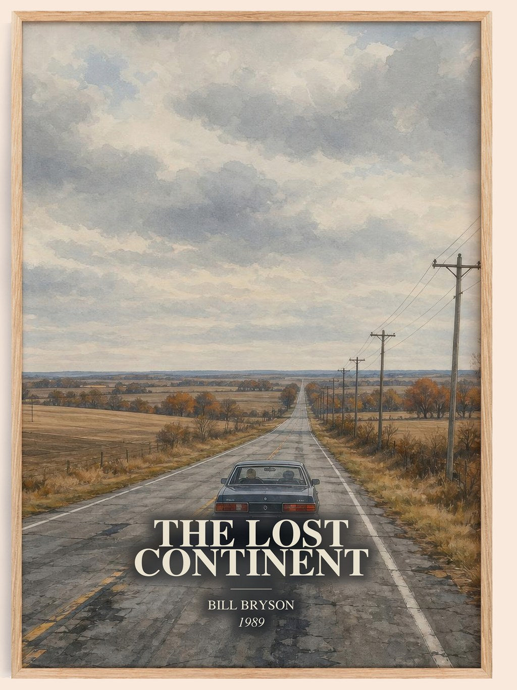 The Lost Continent watercolour book poster by Bill Bryson – framed literary art print