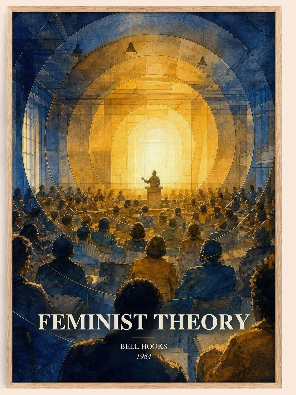 Feminist theory watercolour book poster by Bell Hooks – framed literary art print