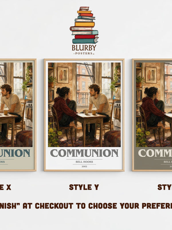 Communion book cover print in frame leaning in hallway – non fiction wall art