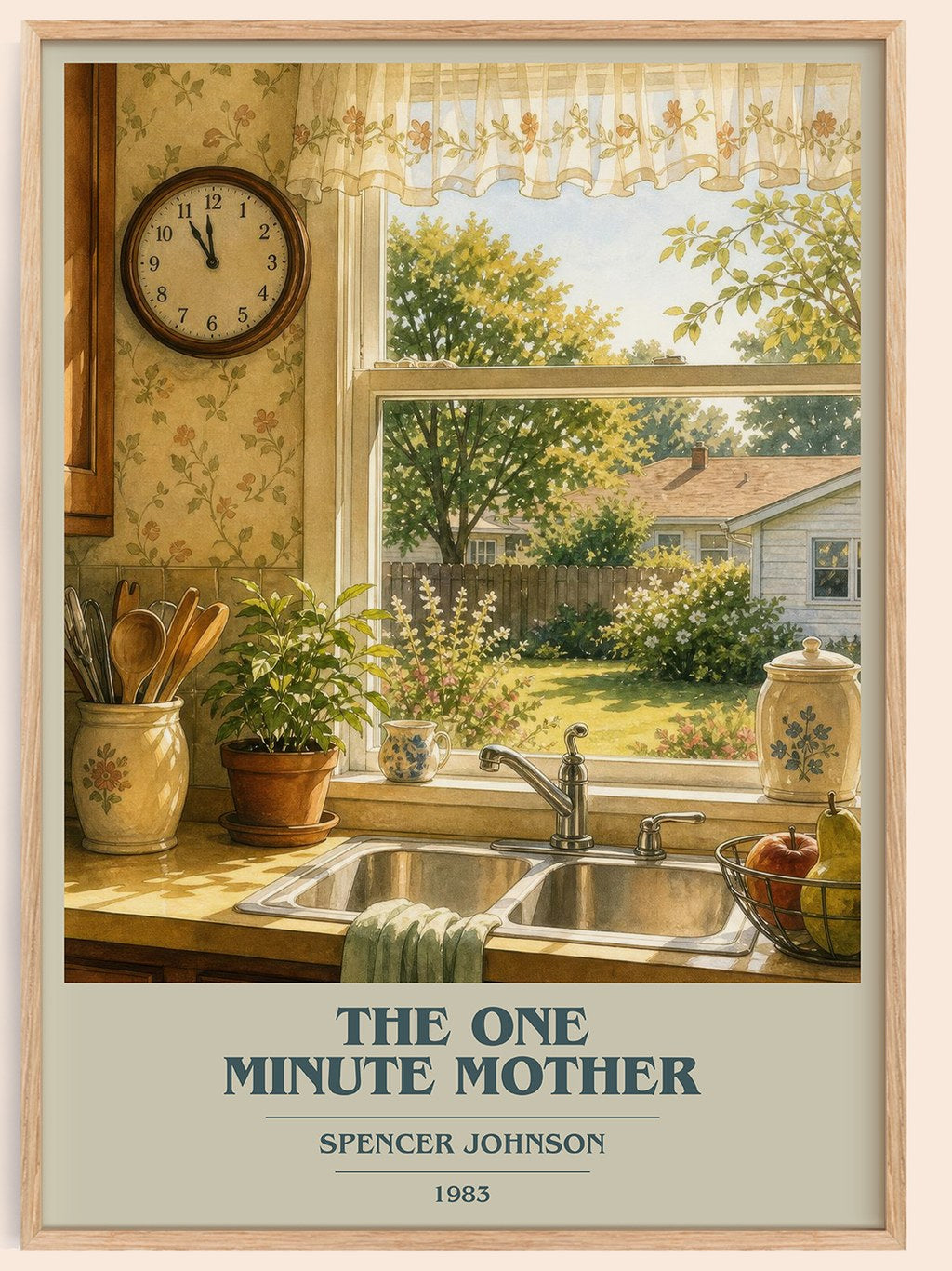 The one minute mother book cover book poster by Spencer Johnson – framed literary art print