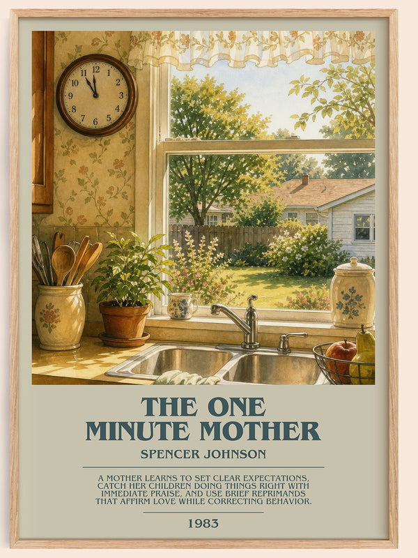 The one minute mother bookish book poster by Spencer Johnson – framed literary art print