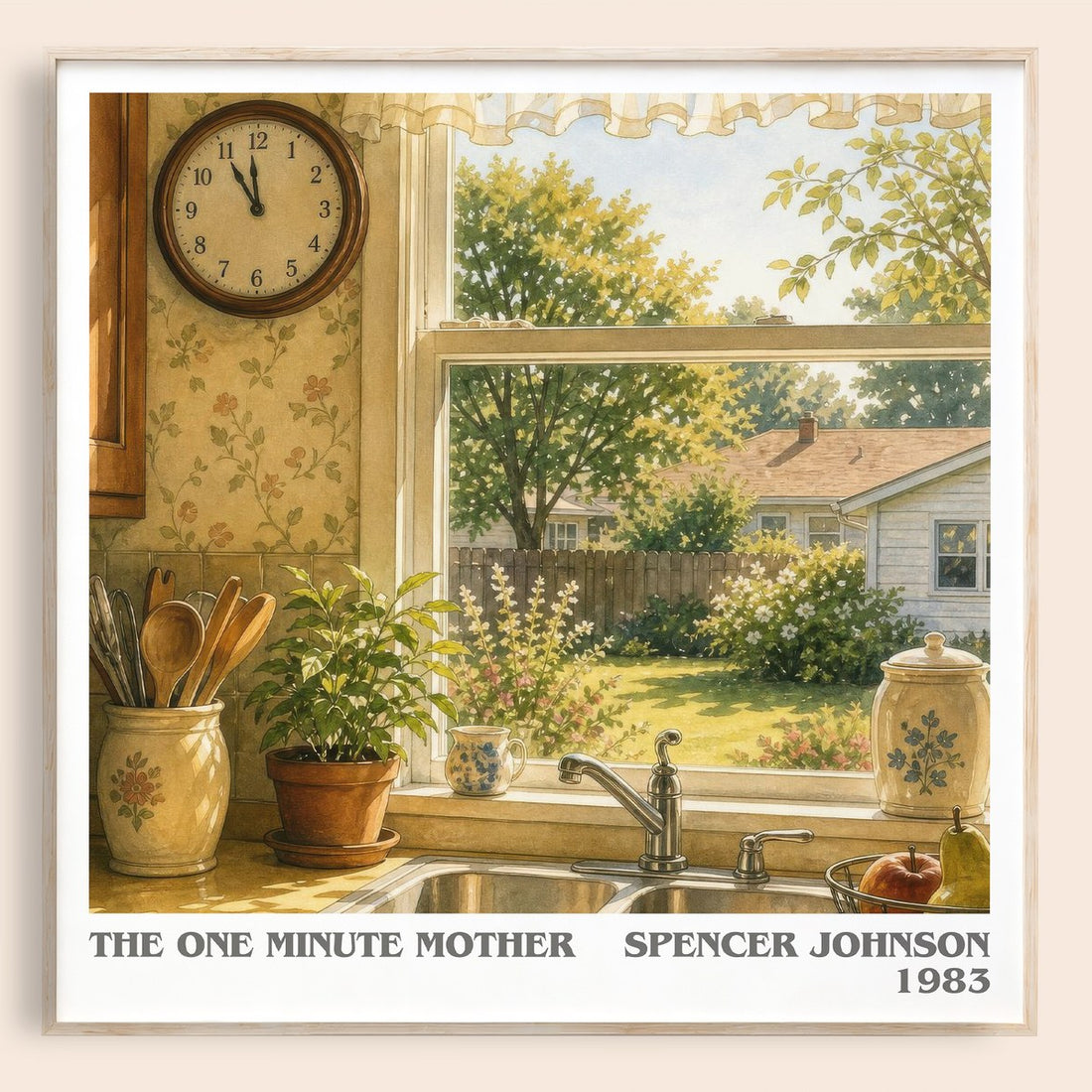 The one minute mother literary book poster by Spencer Johnson – framed literary art print