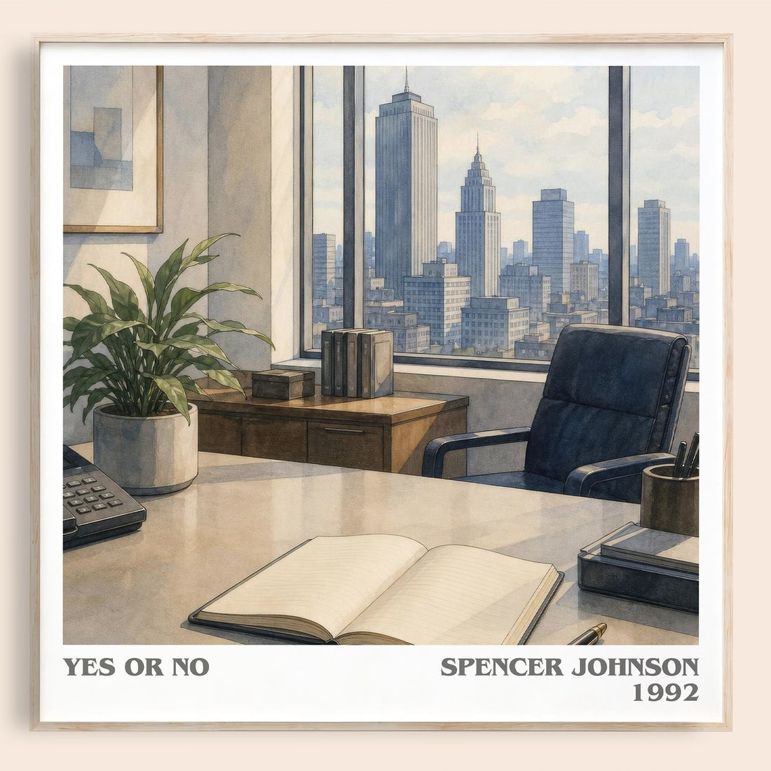 Yes or No literary book poster by Spencer Johnson – framed literary art print
