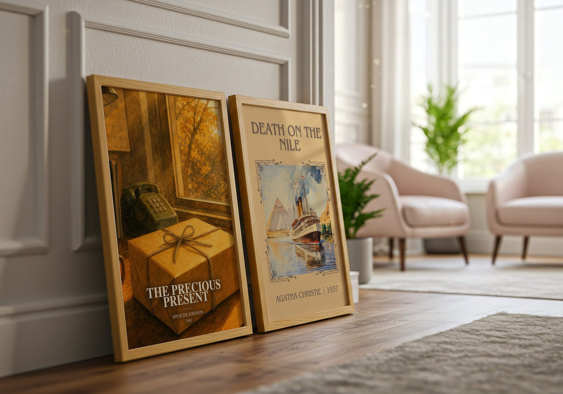 The precious present watercolour print framed by window – literary home decor